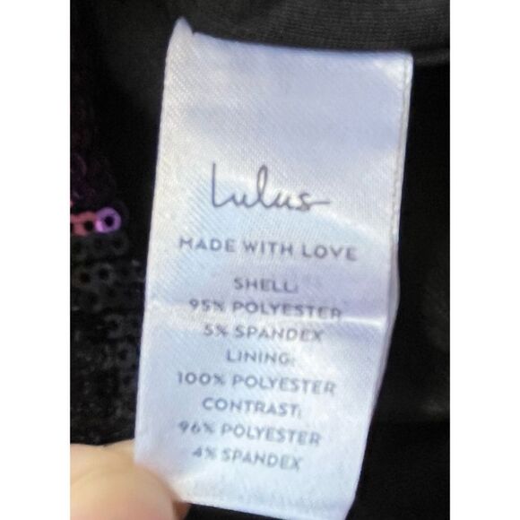 NWT Lulus Check Her Out Black and Purple Sequin Backless Mini Dress, Size Small - Picture 8 of 10